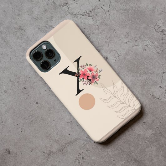 Coques Case-Mate iPhone Forme Botanique Boho Rétro Avec Nom 1re Lettre Maj