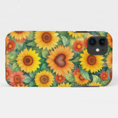 Coques Case-Mate iPhone Forme cardiaque et tournesols (Dos (Horizontal))
