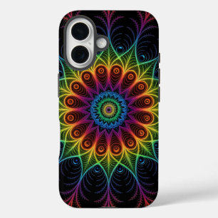 Coques iPhone 16 Forme fractale du spectre arc-en-ciel psychédéliqu