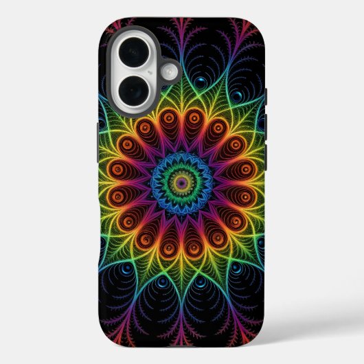 Coques Case-Mate iPhone Forme fractale du spectre arc-en-ciel psychédéliqu (Verso)