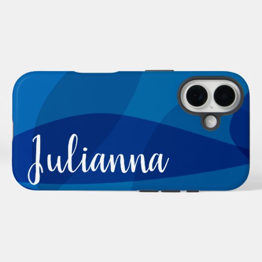 Coques Case-Mate iPhone Formes Abstraites élégantes en bleu Nom personnali (Verso (horizontal))
