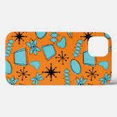 Coques Case-Mate iPhone Formes atomiques MCM Turquoise sur orange (Verso (horizontal))