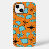 Coques Case-Mate iPhone Formes atomiques MCM Turquoise sur orange (Verso)