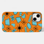 Coques Case-Mate iPhone Formes atomiques MCM Turquoise sur orange (Verso (horizontal))