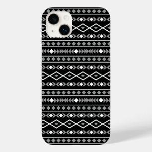 Coque Pour iPhone 14 Plus Formes aztèques Motif blanc gris noir