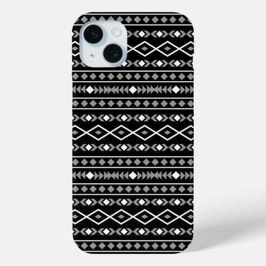 Coques Case-Mate iPhone Formes aztèques Motif blanc gris noir (Verso)