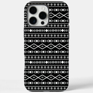 Coques iPhone 16 Pro Max Formes aztèques Motif blanc gris noir