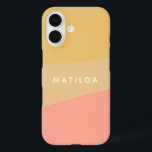 Coques iPhone 16 Formes biologiques simples Sherbet Pastel Personna<br><div class="desc">Une simple couleur douce bloquée design de formes organiques dans des pastels jaunes et roses saumons doux,  personnalisée avec le nom ou les mots de votre choix.</div>