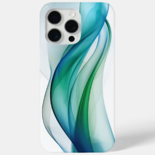 Coque iPhone 15 Pro Max Formes bleues et vertes transparentes