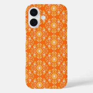 Coques iPhone 16 Formes Boho vintage Motif en orange et jaune