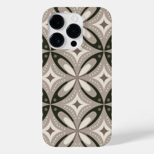 Coque Pour iPhone 14 Pro Formes circulaires rétro beige et marron