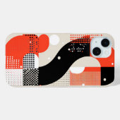 Coques Case-Mate iPhone Formes de lettre avec points en rouge et noir (Verso (horizontal))