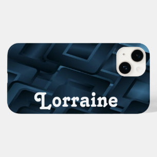 Coque Pour iPhone 14 Formes de losange bleu de nom personnalisé