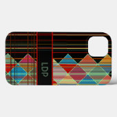 Coques Case-Mate iPhone Formes de triangle rayé avec initiales sur fond no (Verso (horizontal))