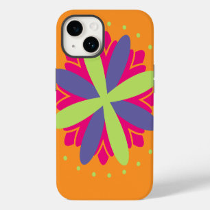 Coque Pour iPhone 14 Formes florales orange vibrant