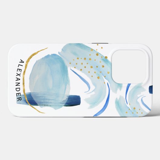 Coques Case-Mate iPhone Formes géométriques Abstraites simples d'or bleu  (Verso (horizontal))