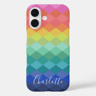 Coques iPhone 16 Formes géométriques colorées Rainbow Personnalisée
