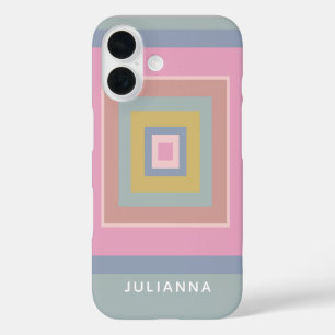 Coques iPhone 16 Formes géométriques Motif Pastels Personnalisé