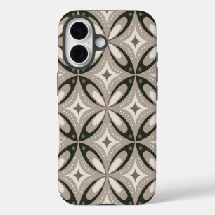 Coques iPhone 16 Formes géométriques rétro beige et marron