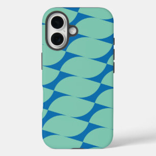 Coques iPhone 16 Formes géométriques simples en Aqua et Bleu