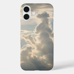 Coques iPhone 16 Plus Formes nuageuses en blanc et gris doux