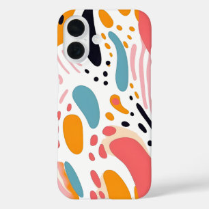 Coques iPhone 16 Formes organiques abstraites colorées motif bohème