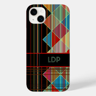 Coque Pour iPhone 14 Plus Formes triangulaires triangulaires avec initiales 