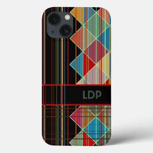 Coques Case-Mate iPhone Formes triangulaires triangulaires avec initiales (Verso)
