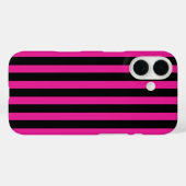 Coques Case-Mate iPhone Fouchsia et bandes de bonbons noirs (Verso (horizontal))