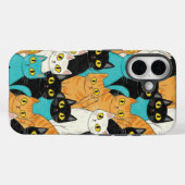 Coques Case-Mate iPhone Foule de chats au crayon fantaisiste (Verso (horizontal))