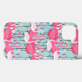 Coques Case-Mate iPhone Foule De Flamants roses Rose Et Blanc (Verso (horizontal))