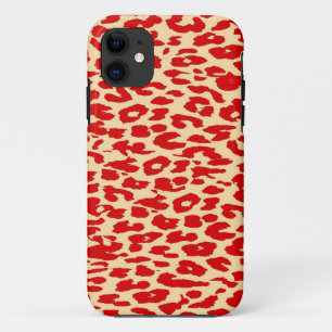 Coque iPhone 11 Fourrure Empreinte de léopard rouge
