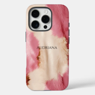 Coques iPhone 16 Pro Fourrure synthétique rose chic crème