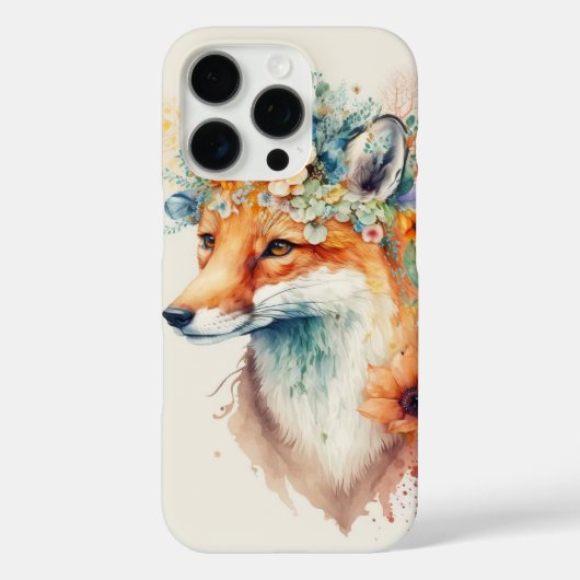 Coques Case-Mate iPhone Fox Flower Crown Watercolor (Verso)