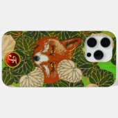 Coques Case-Mate iPhone FOX ROUGE PARMI LES FEUILLES VERTS ET LE MONogramm (Verso (horizontal))