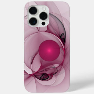 Coque iPhone 15 Pro Max Fractal Balançant, Art Abstrait Moderne Rose Baie