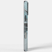 Coques Case-Mate iPhone Fractal Floral Moderne Abstrait Fleur Bleu Gris (Verso / Droite)