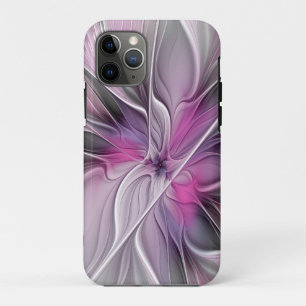 Case-Mate iPhone Case Fractal Floral Moderne Abstrait Fleur Rose Gris