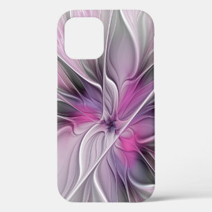 Case-Mate iPhone Case Fractal Floral Moderne Abstrait Fleur Rose Gris