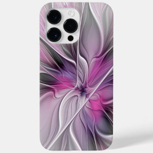 Coque Pour Pour iPhone 14 Pro Max Fractal Floral Moderne Abstrait Fleur Rose Gris