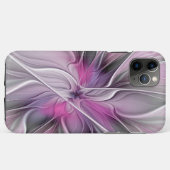 Coques Case-Mate iPhone Fractal Floral Moderne Abstrait Fleur Rose Gris (Dos (Horizontal))