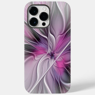 Coque Pour Pour iPhone 14 Pro Max Fractal Floral Moderne Abstrait Fleur Rose Gris
