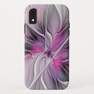 Case-Mate iPhone Case Fractal Floral Moderne Abstrait Fleur Rose Gris