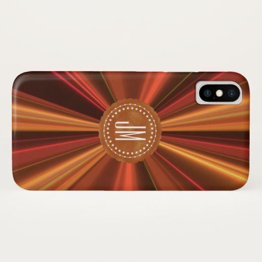Coques Case-Mate iPhone Fractale Abstraite en cuivre monogramme (Dos (Horizontal))