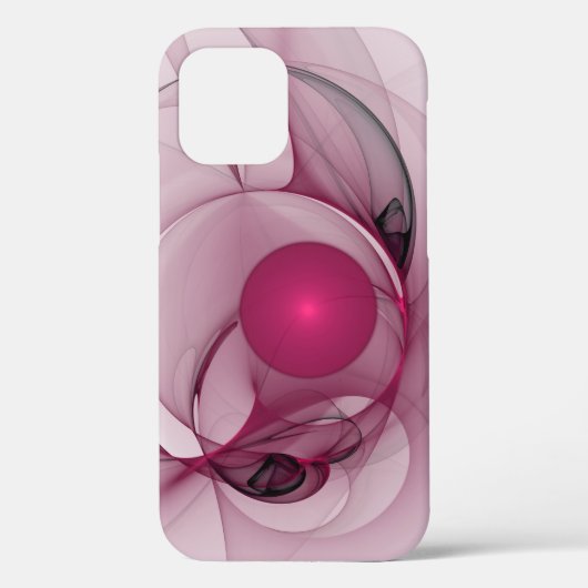 Coques Case-Mate iPhone Fractale balançante, Art Abstrait Moderne Rose Ber (Verso)