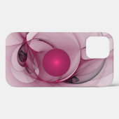 Coques Case-Mate iPhone Fractale balançante, Art Abstrait Moderne Rose Ber (Verso (horizontal))