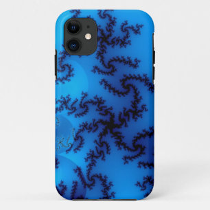 Coque iPhone 11 fractale d'araignée bleue