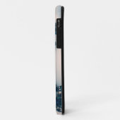 Coques Case-Mate iPhone fractale de rose bleue (Dos/Gauche)