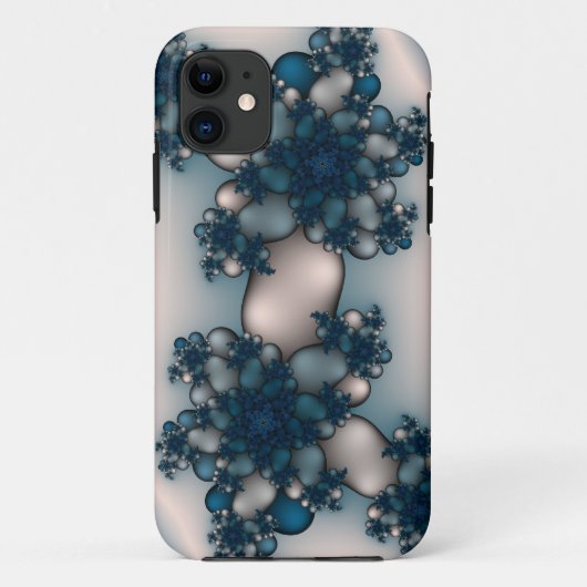 Coques Case-Mate iPhone fractale de rose bleue (Dos)