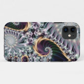 Coques Case-Mate iPhone Fractale spirale argentée de réflexion (Dos (Horizontal))